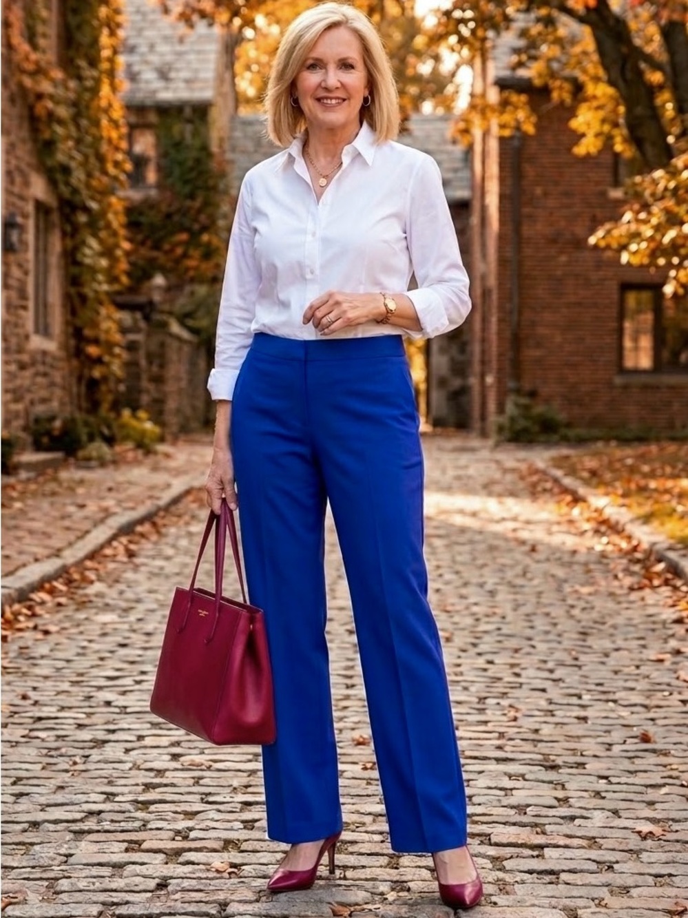 New St. John Womsns Trousers Blue Trousers Wool Blend Size 4 Classic